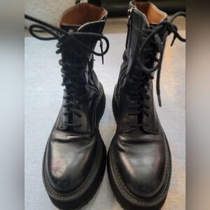 Zara Black Leather Women's Platform Boots Size 37